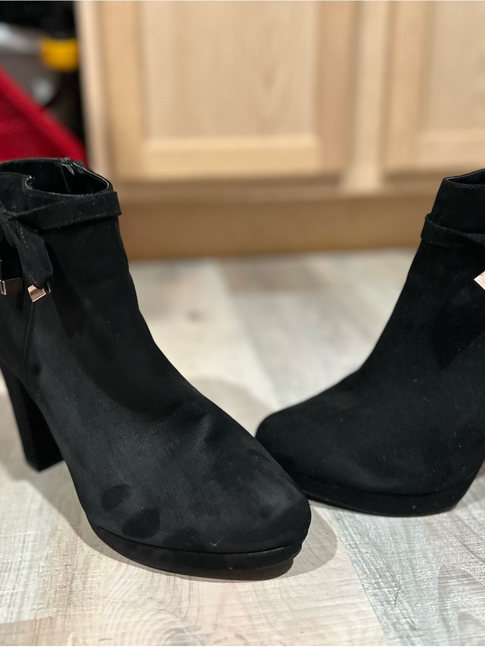 LC Lauren Conrad Black Suede Ankle Booties